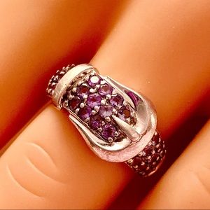 925 STERLING SILVER TANZANITE BELT BUCKLE RING